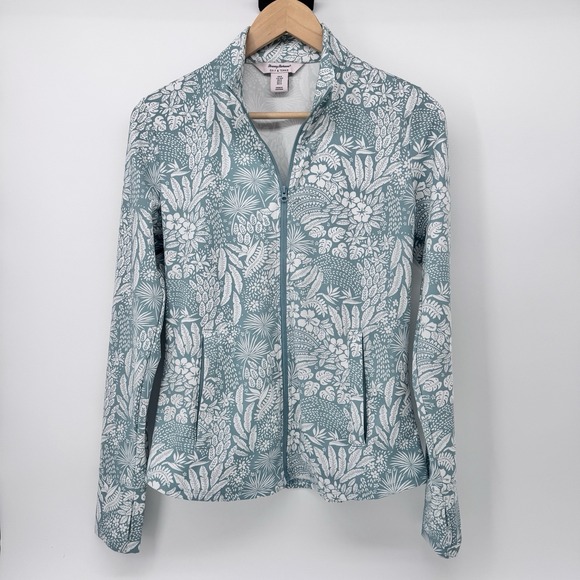 Tommy Bahama Jackets & Blazers - Tommy Bahama Golf and Tennis Blue Floral Print Zip Up Jacket Women's Size Small